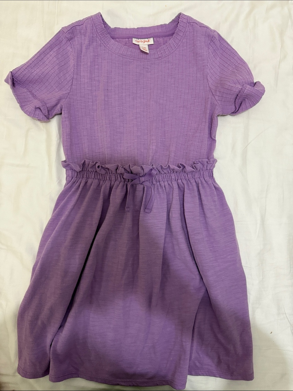 Cat & Jack Lavender Ribbed Waist-Tie Kids Dress